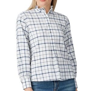 Rebecca Taylor La vie Brushed Check Long Sleeve Top Flannel White All Sizes